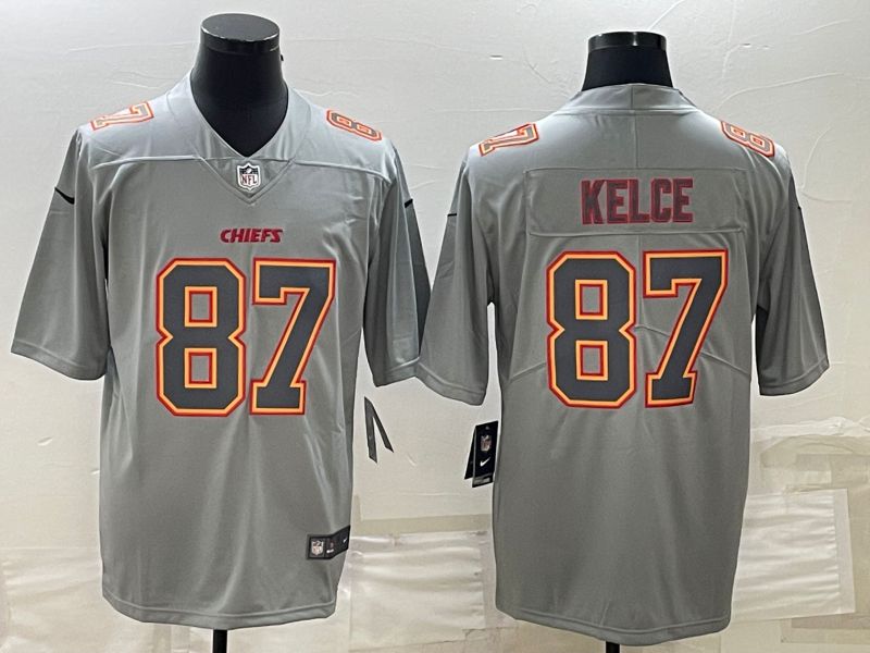 Men Kansas City Chiefs 87 Kelce Grey 2023 Nike Vapor Limited NFL Jersey